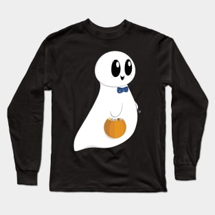 A Friendly Trick-or-Treating Ghost Long Sleeve T-Shirt